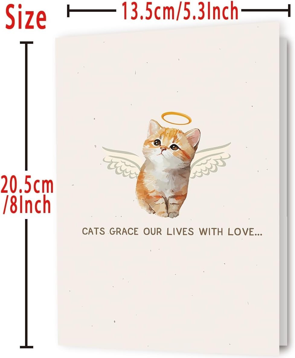 Heartfelt Cat Loss Sympathy Card with Envelope – Comforting Bereavement Message