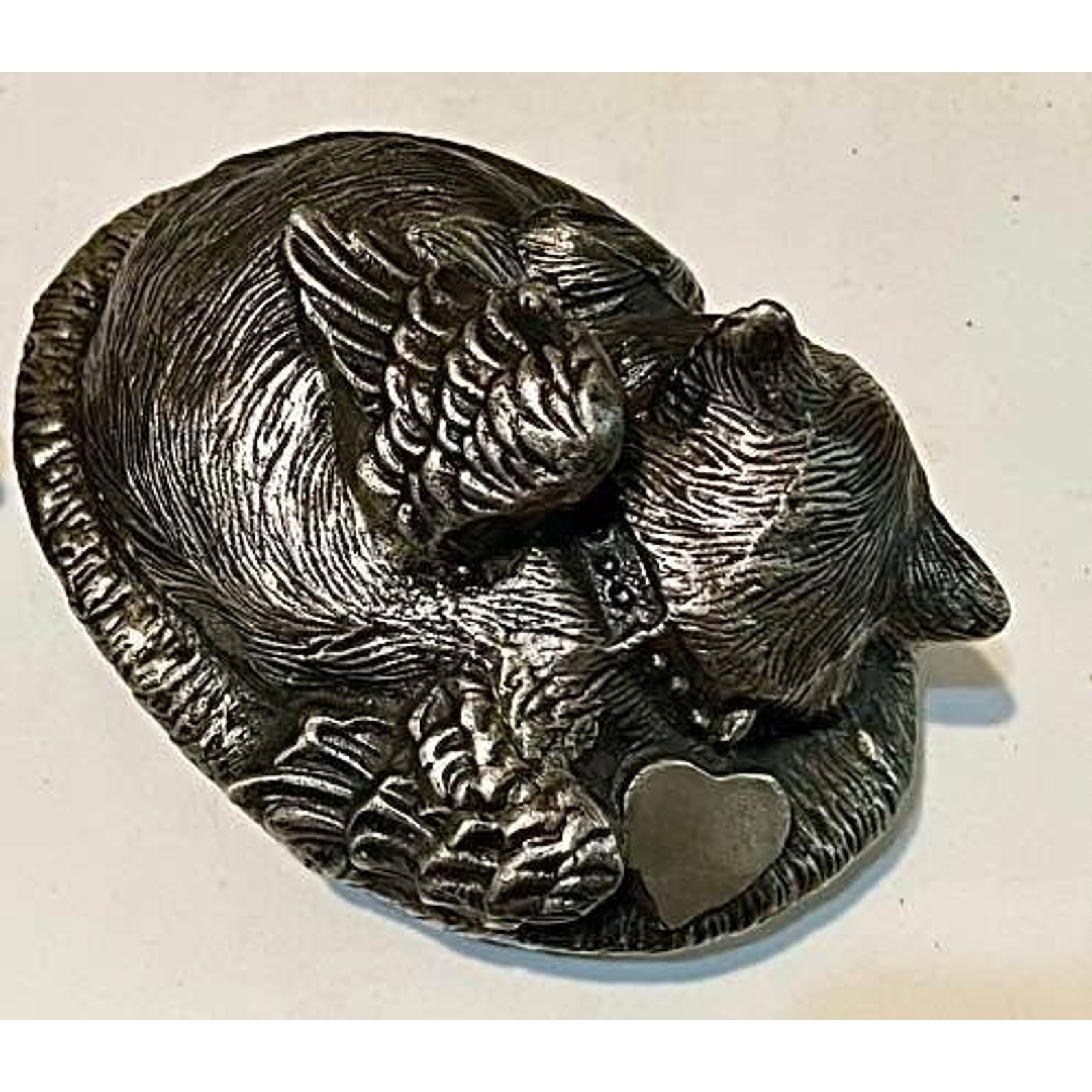 New Angel Cat Urn Statue. Pewter Finish. Pet Urn. Cat with Angle wings