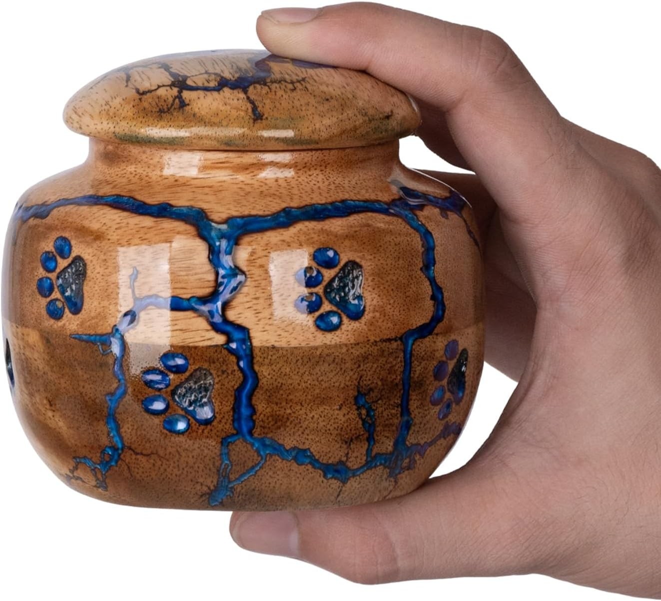 Wood Pet Urns for Dog/Cat Ashes – Small 10 Cu/In Resin Decorative Urn for Ashes