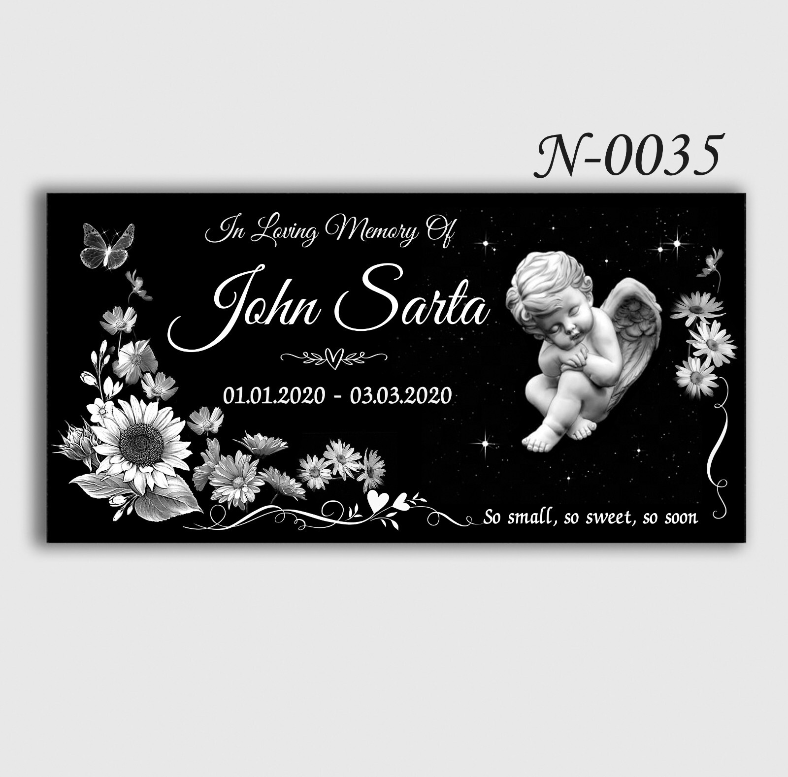 16″х8″х3″ inch Large Pet Headstone  Diamond Engraved on the Grave Marker Granite