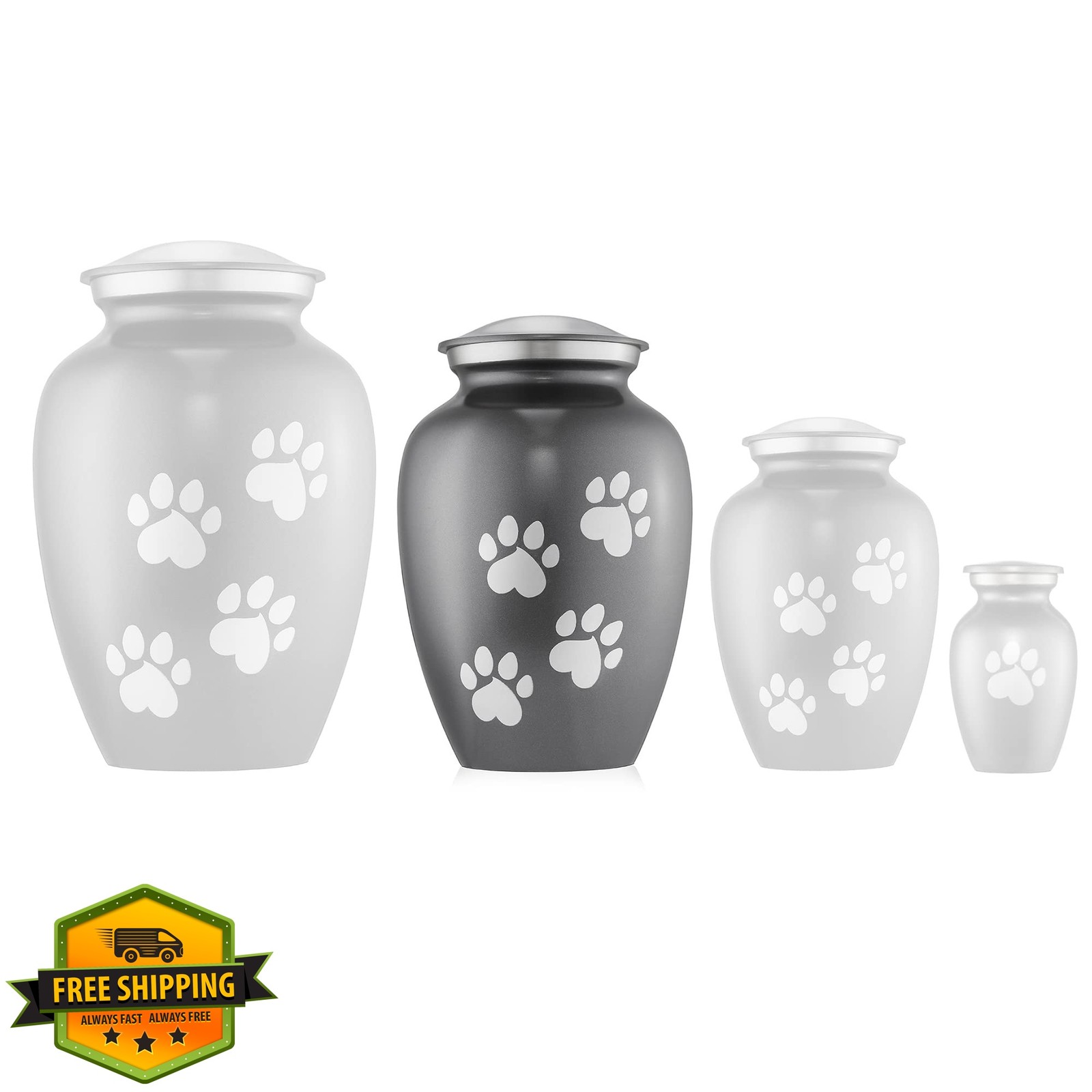 Reminded Brass Pet Urn Paw Print Gray Medium