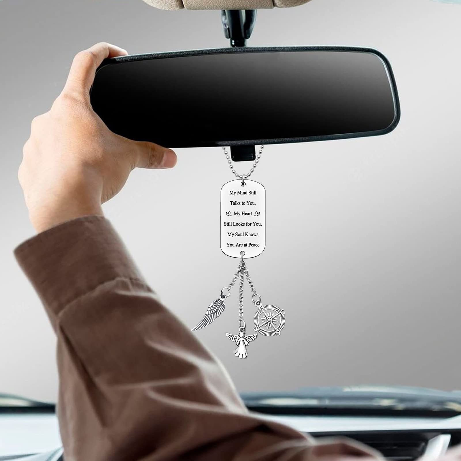 Memorial Rearview Mirror Hanging Ornament Sympathy Gift for Loss of Mother Fa…