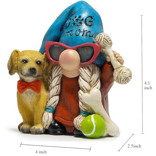 Dog Mom Garden Gnome Statue with Puppy Cute Resin Garden Decor, Dog Themed-a