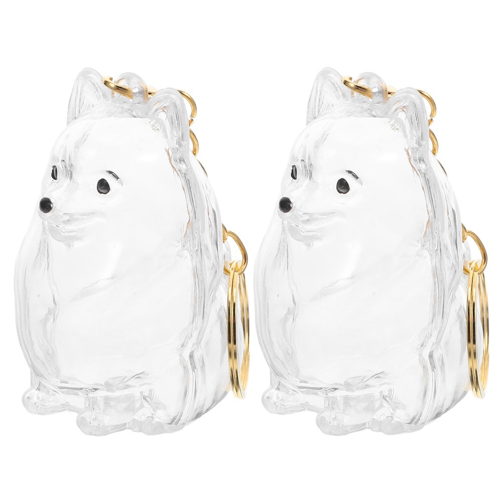 2 Pcs Transparent Dog Keepsake Box Portable Pet Hair Keychain Charms Keyring