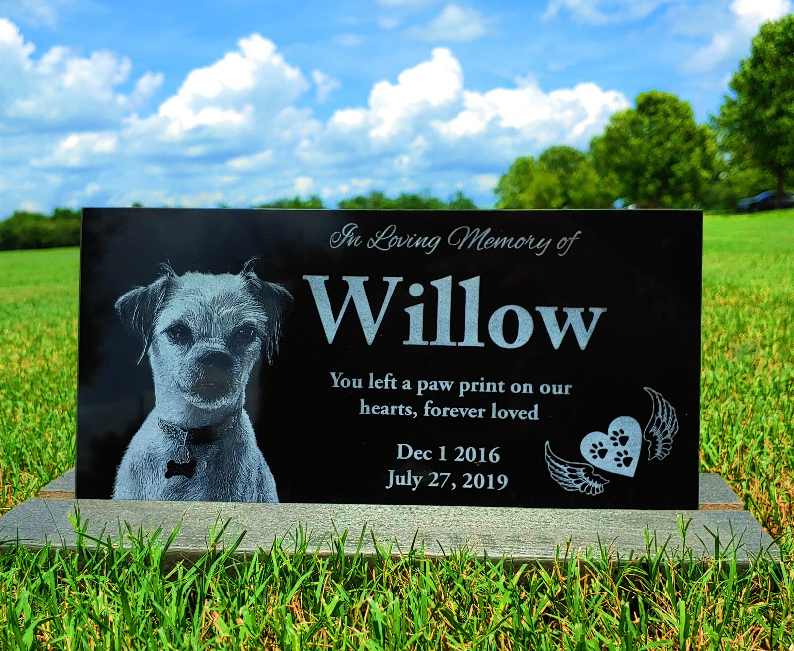 12×6 Pet grave marker, dog tombstone, memorial plaque, rainbow bridge