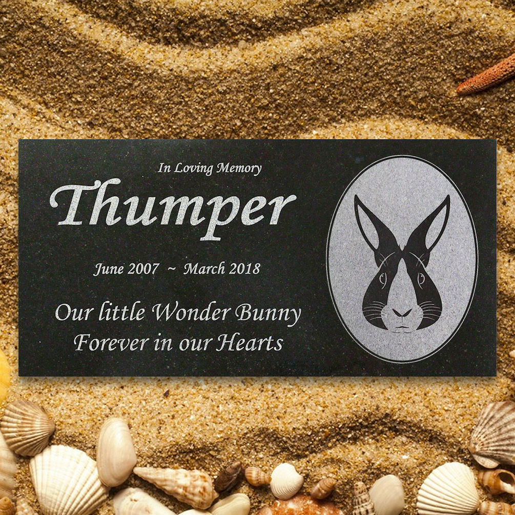 Personalized Pet Rabbit Memorial – Granite Pet Memorial – 6×12 – Thumper