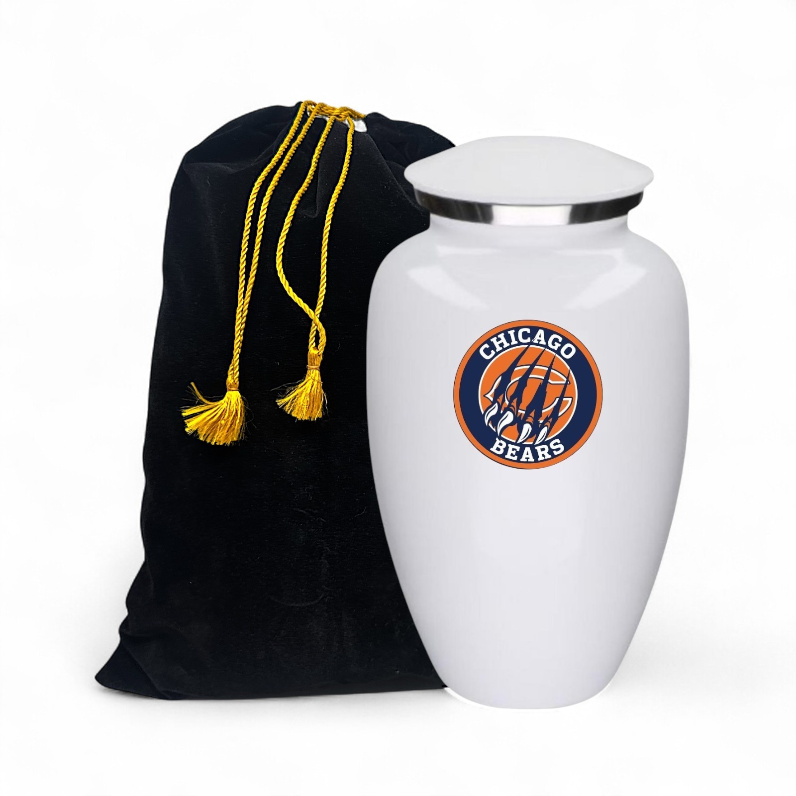 Chicago Football Theme Large Aluminum Cremation Urn Adult Human Ashes w/Bag