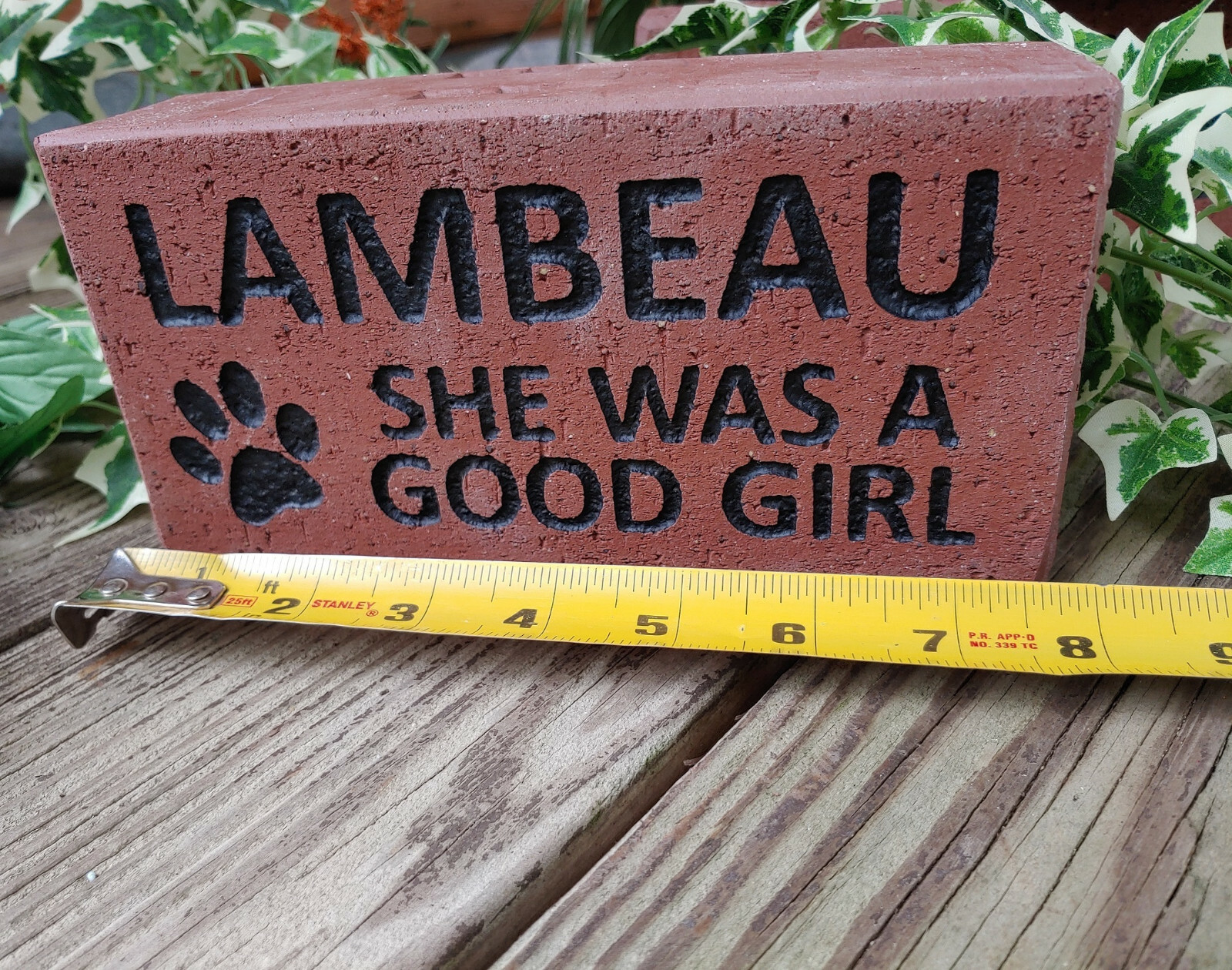 Customizable PET MEMORIAL STONE Engraved Custom Dog Cat Paw Paver Brick Memory