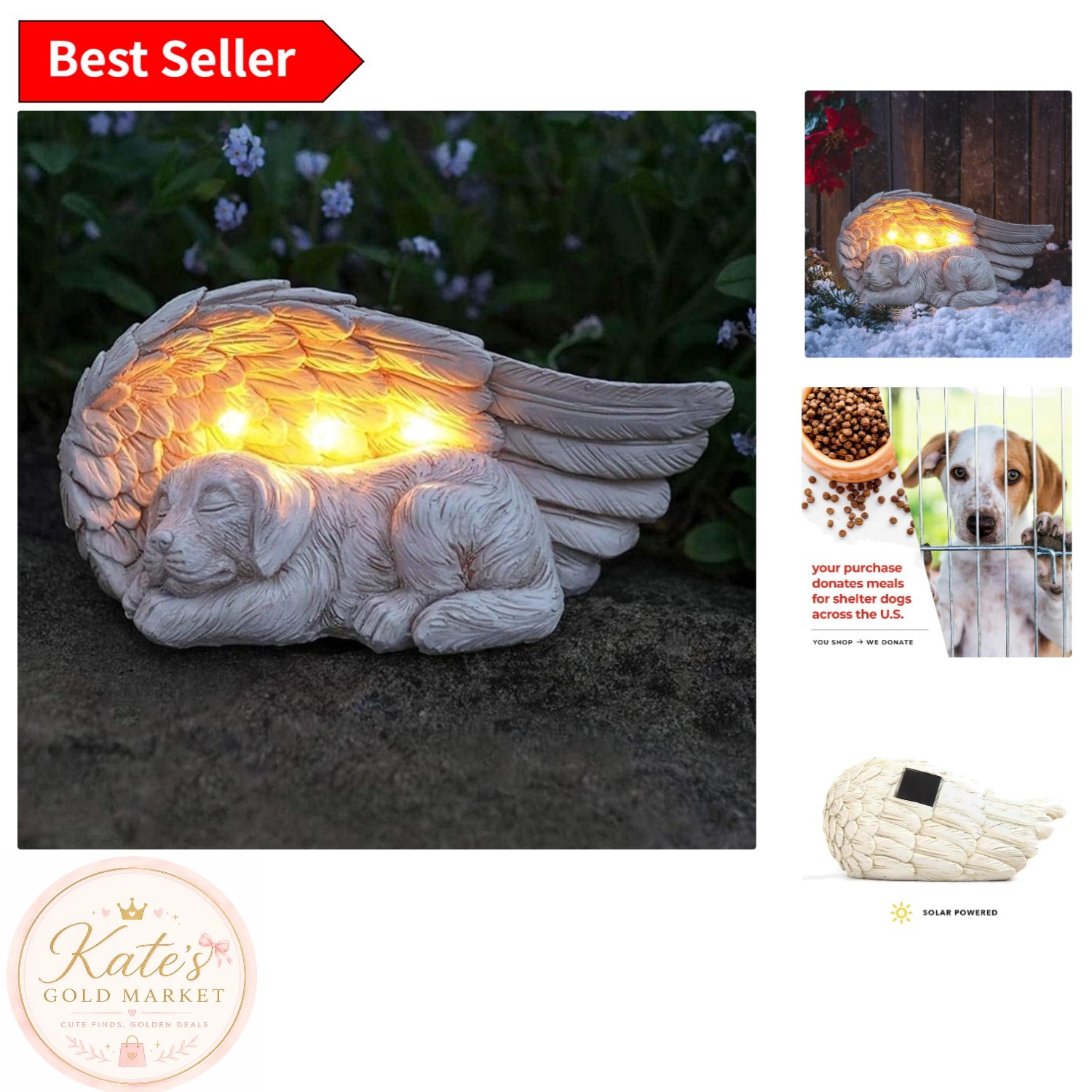 Weather Resistant Angel Dog Memorial Garden Light – Cherished Remembrance