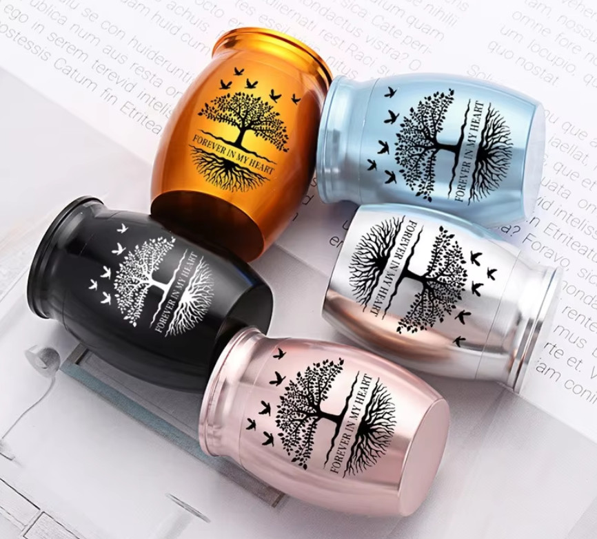 3*4cm Urn Jar Cremation Mini Ash Holder Metal Memorial Gift Keepsake Pet Human
