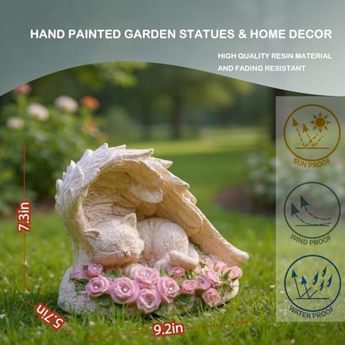 Cat Pet Memorial Stones Outdoor Statue, A Sleeping Cat Memorial Stone Grey