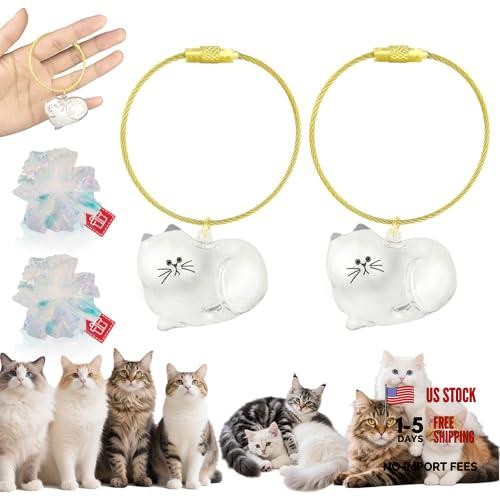 Cat Hair Keychain, 2Pcs Cat Hair Storage Bottle，Pet Fur Keepsake,Pet Hair
