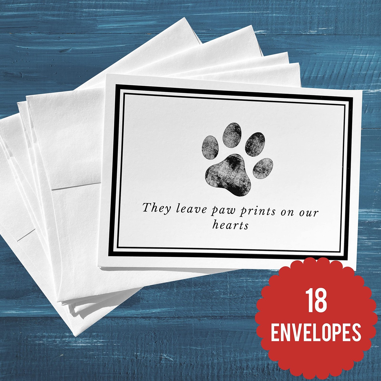 Pet Sympathy Cards for Dogs and Cats – 16 Paw Print Pet Sympathy Cards with E…