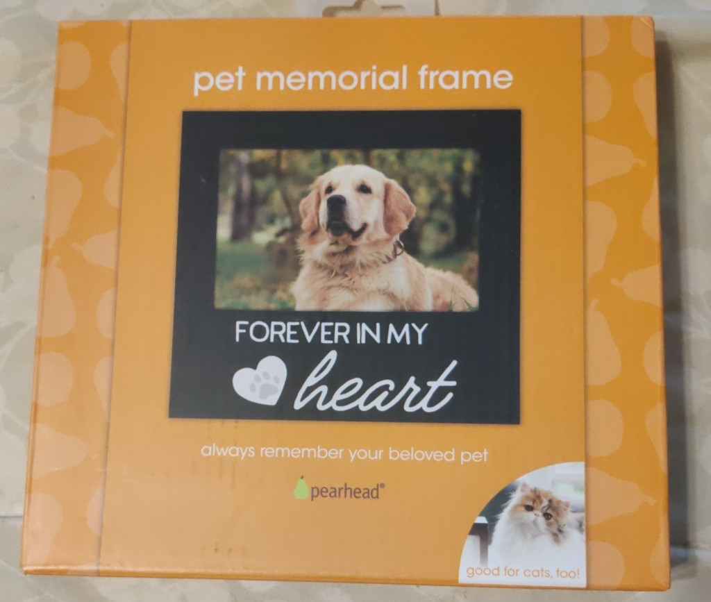 Pearhead Pet “Forever In My Heart” Memorial Keepsake Picture Frame, Black NIB