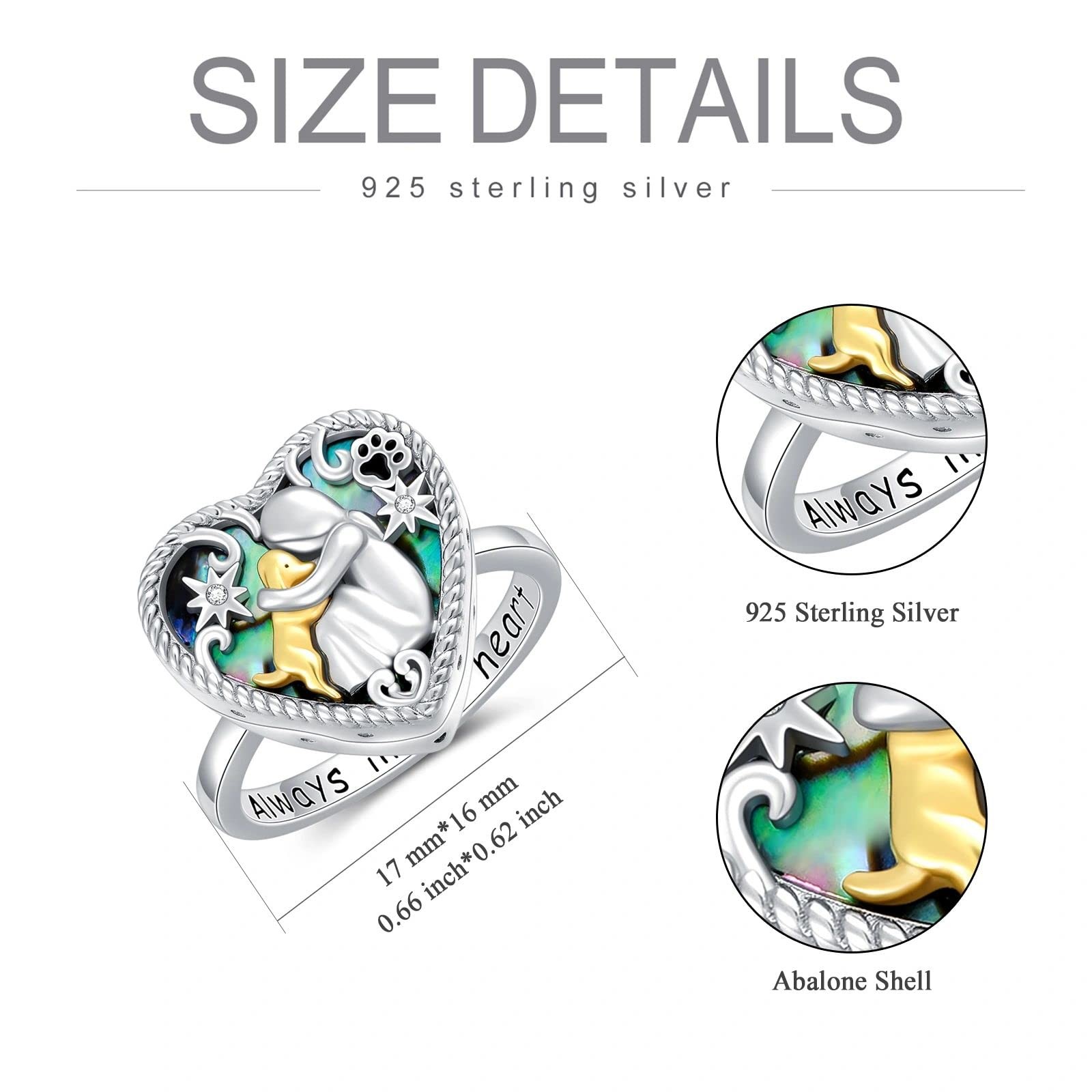 Aoboco Sterling Silver Dog Urn Ring For Ashes Dog Memorial Keepsake Cremation