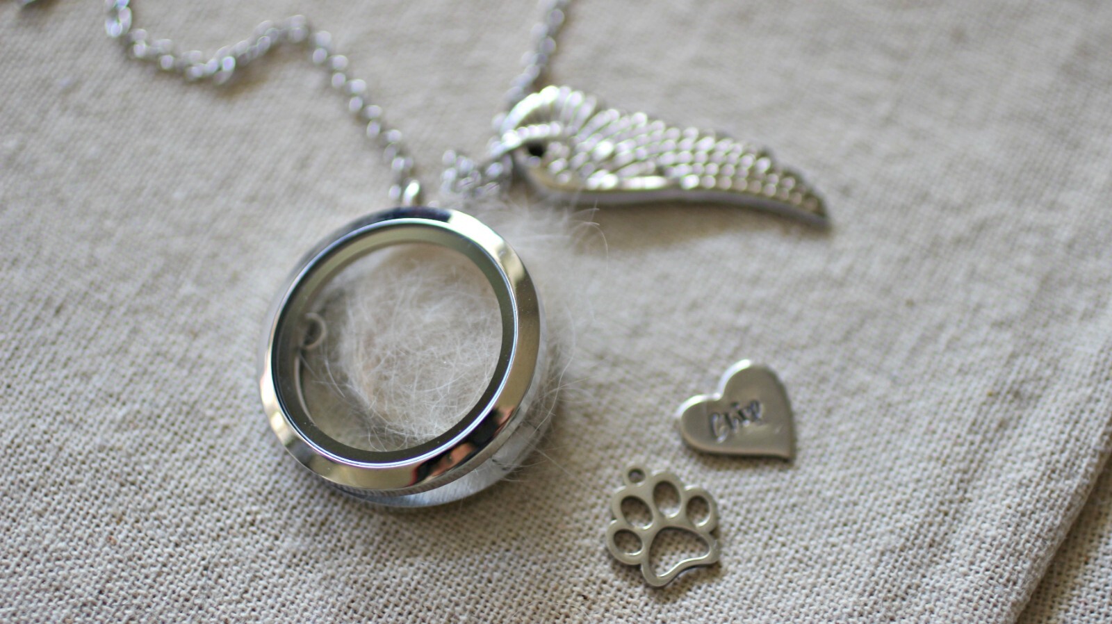Personalised Pet Loss Keepsake, Dog Fur Locket, Cat Memorial, Pet Hair Necklace