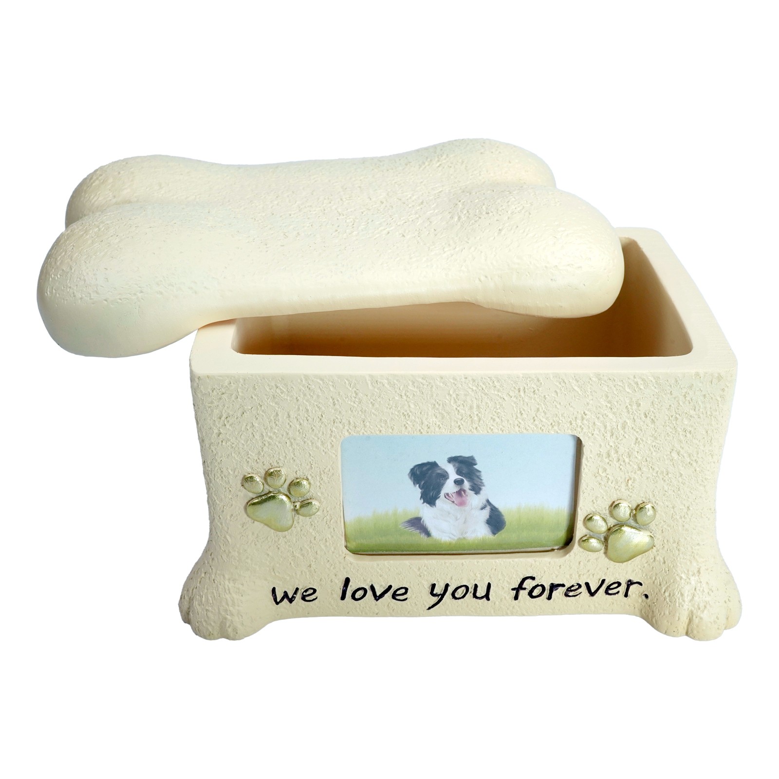 Pet Urn Ashes Box with Photo Frame Loss Pet Memorial Remembrance Gift (Yellow)