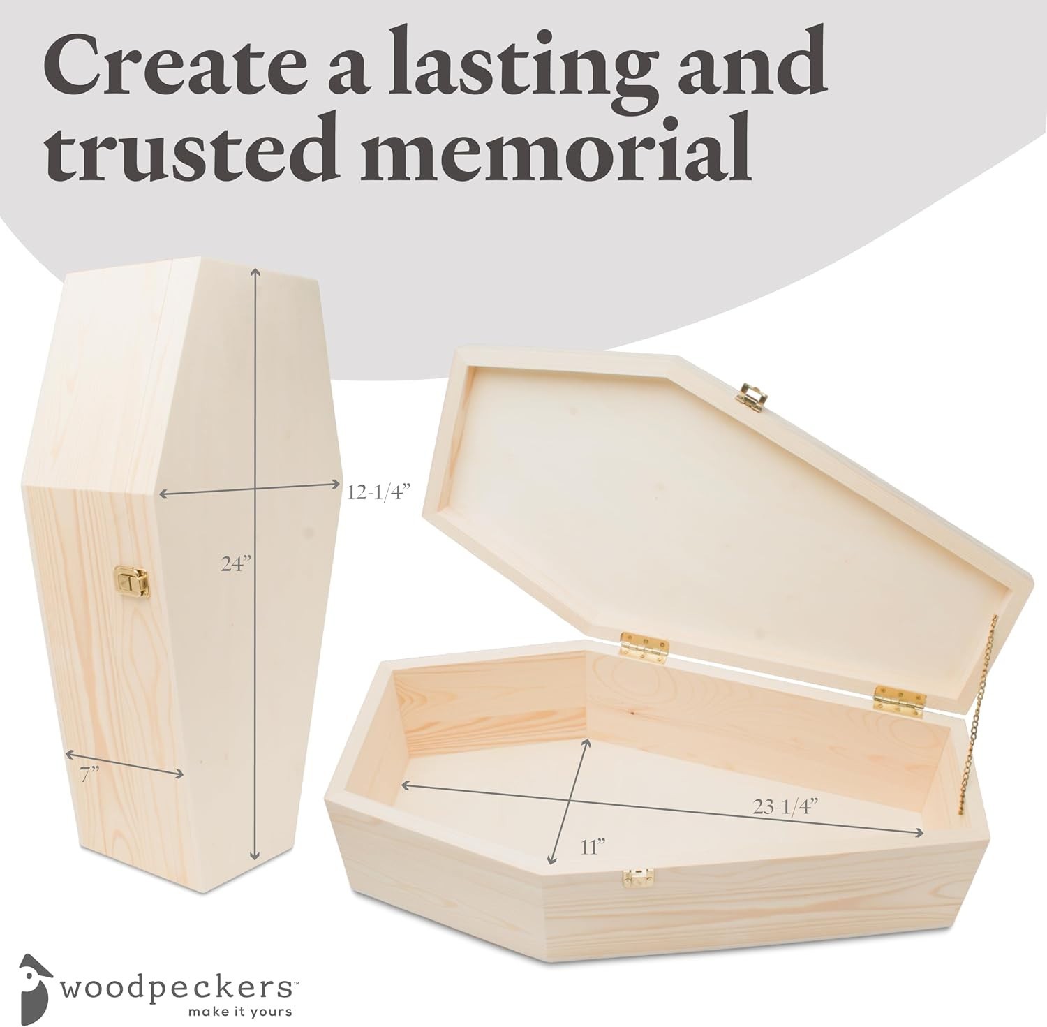 Pet Casket – 30″ Wooden Burial Box for Dogs and Cats, Strong and Safe Baltic Bir