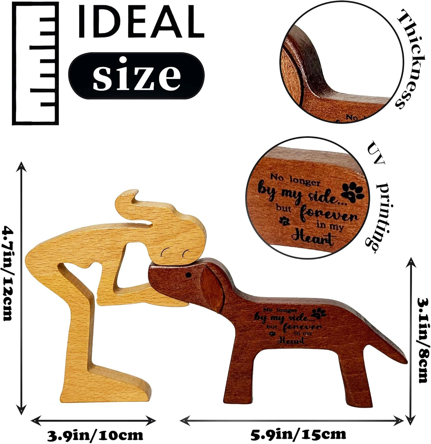 Memorial Gifts for Loss of Dog Wooden Girl & Dog Statue Sympathy Bereavement Gif