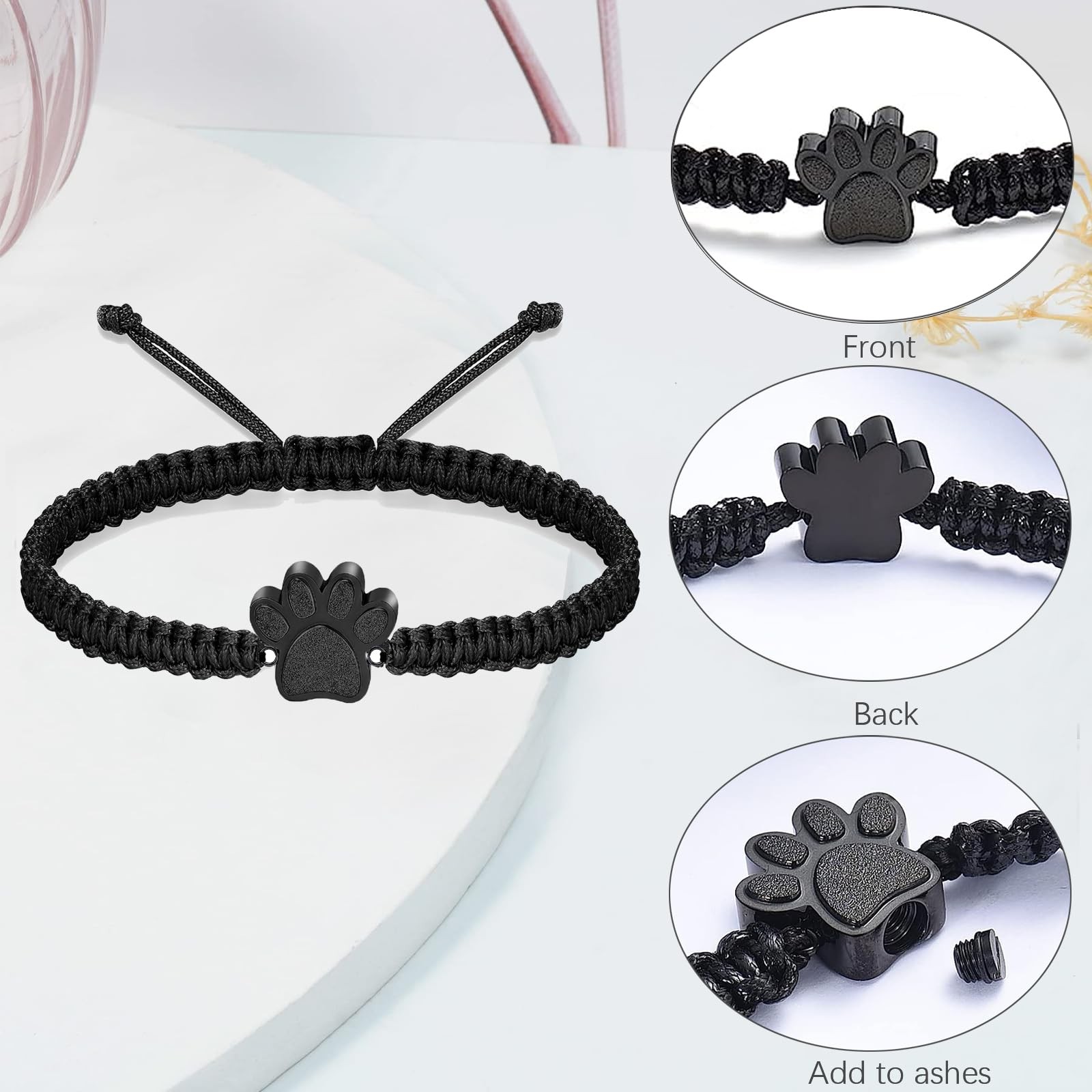 Ripfevurn 3 Pcs Pet Cremation Jewelry Urn Necklaces Bracelet Keychain For Ashes
