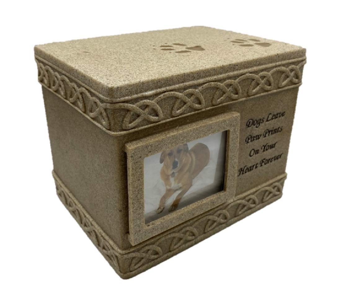 Angelstar Comfy Hour Pet Memorial Urn For Dog Dark Brown Sandstone Look Holds