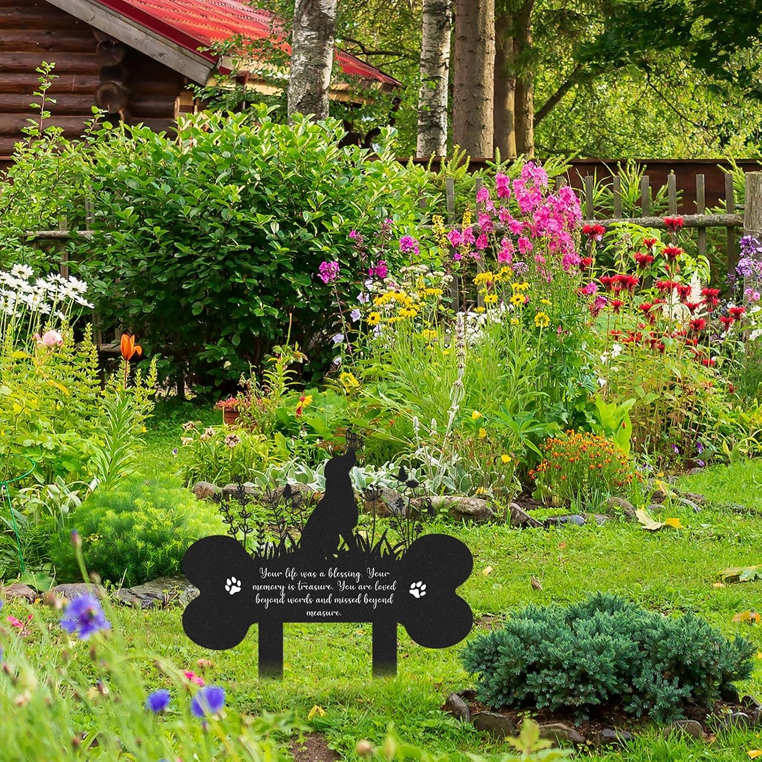 Dog Metal Grave Marker Butterfly Design Cemetery Marker Pet Memorial Garden