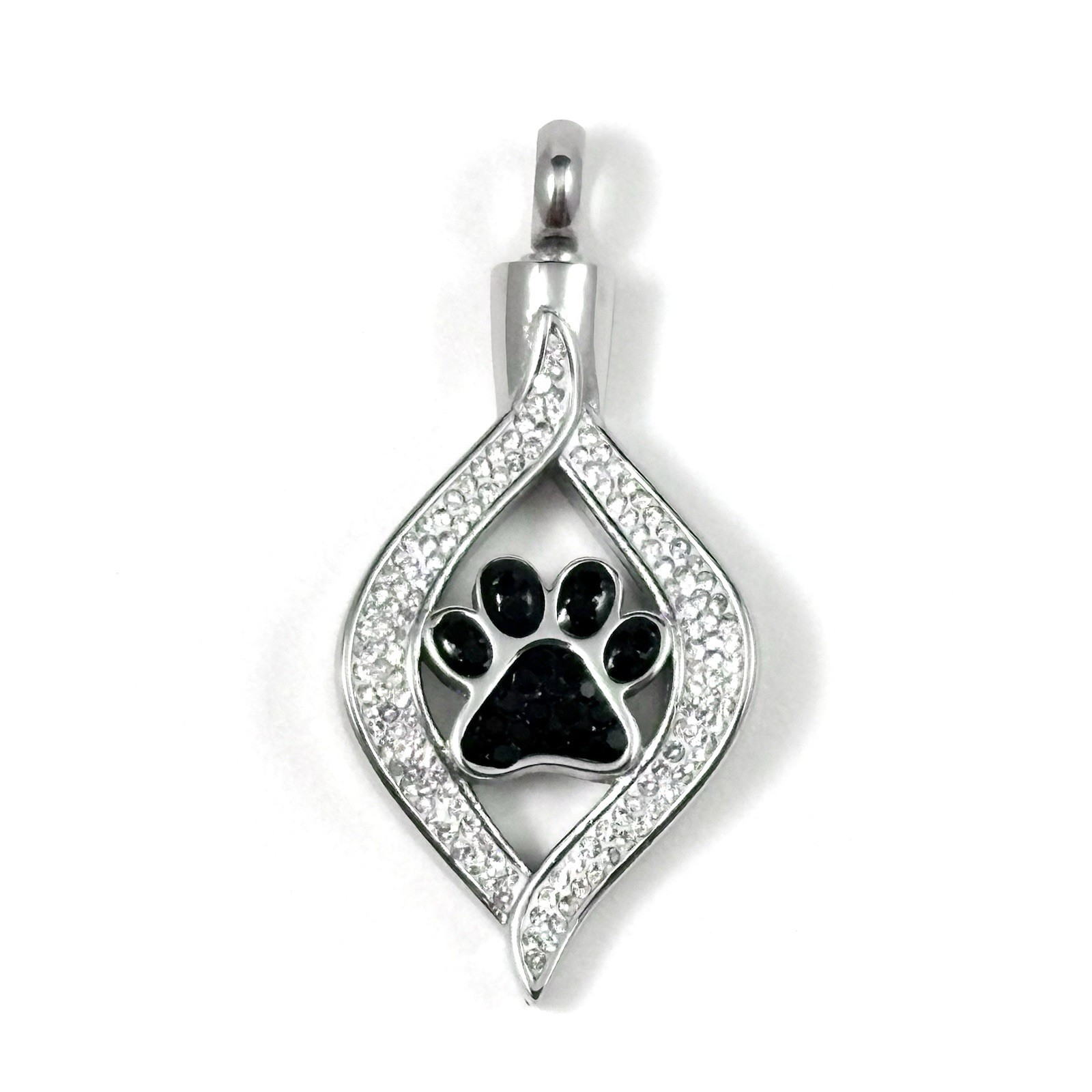 Pet Cremation Pendant Urn Keychain 1″ Key Ring for Ashes Dog Cat Paw Print Cross