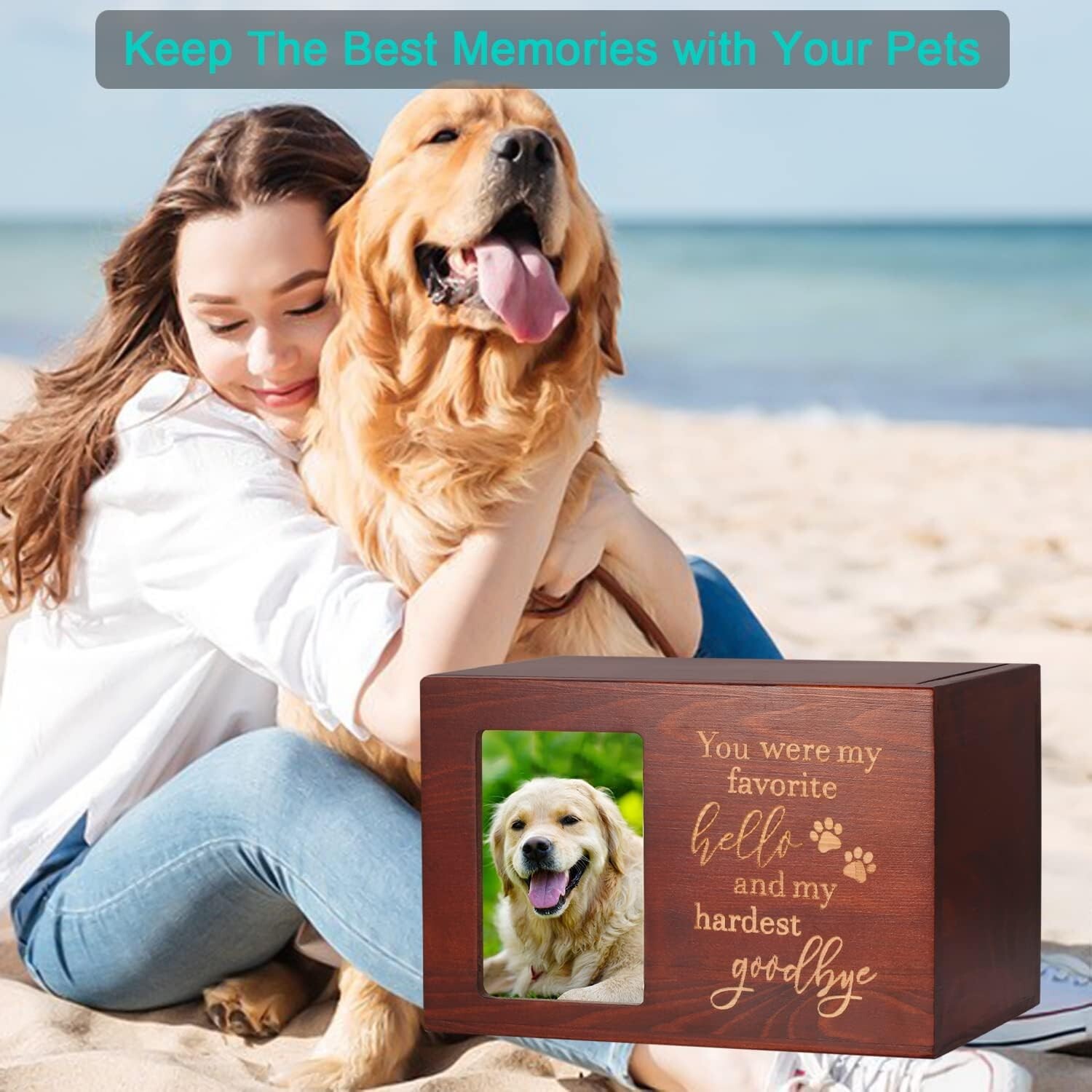 Beautifully Carved Pet Ashes Urn with Drawer – Comforting Memory Box for Pets