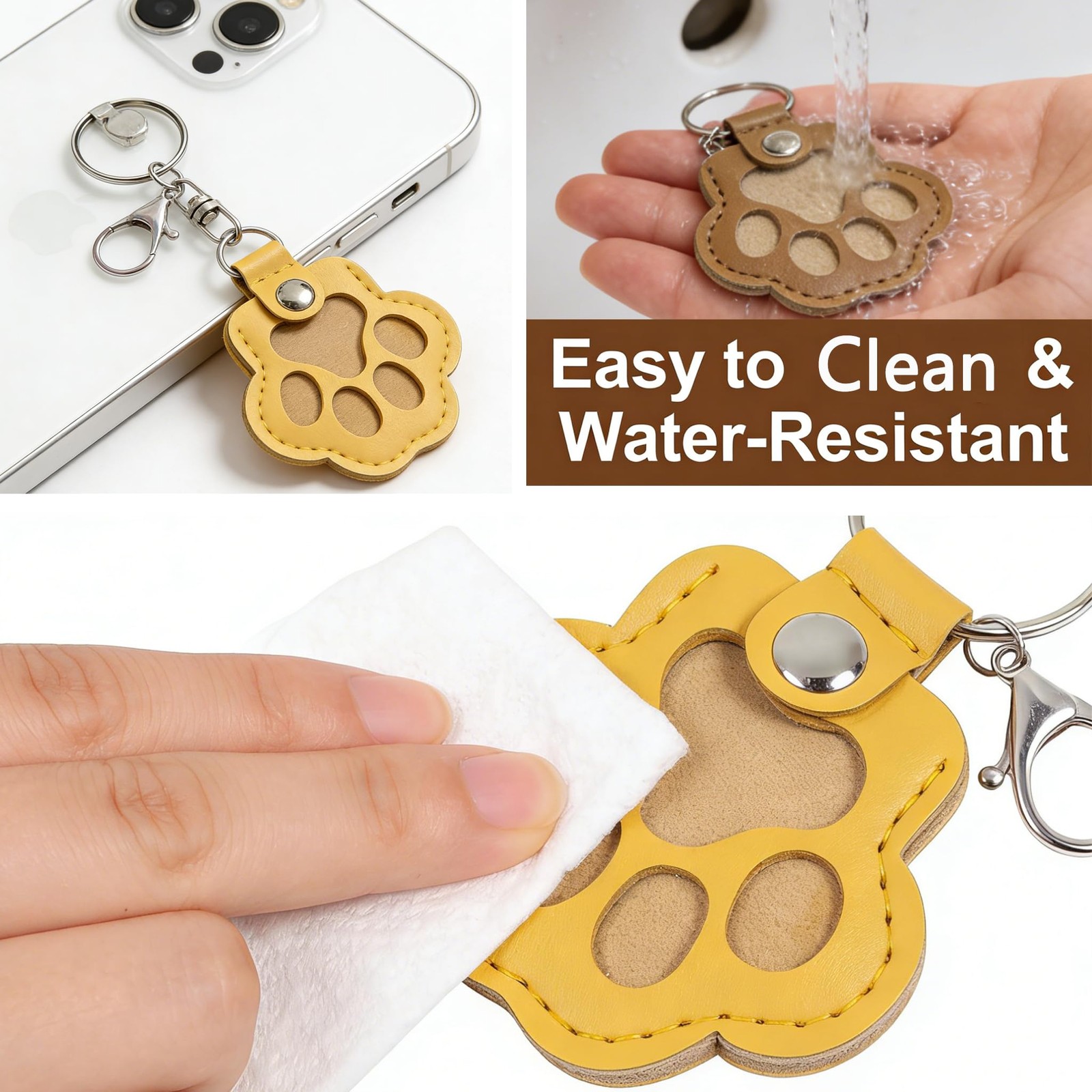 6 Pcs Pet Fur Keepsake Keychain, Leather Dog Hair Collector Cat Fur Storage K…