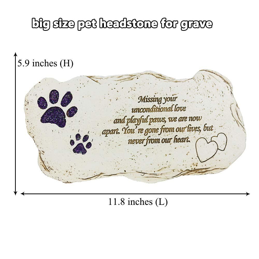 Shinning Paw Prints Pet Memorial Stones Headstones for Dogs or Cats, Resin Pe…
