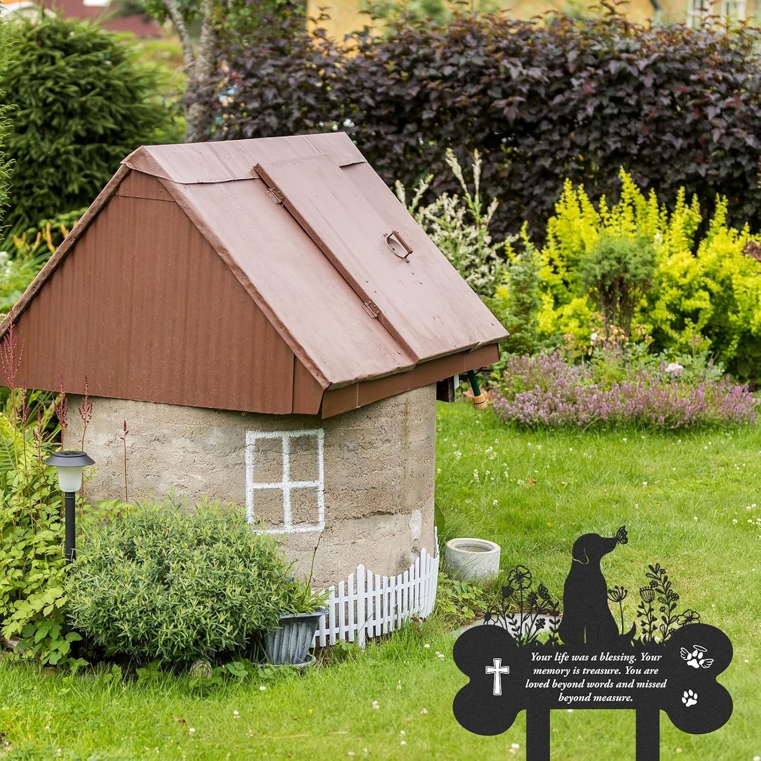Grave Markers for Cemetery for Dog, Metal Grave Markers Yard Memorial Pet Dog