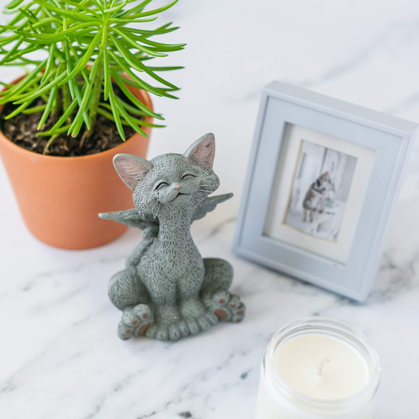 5″ Bereavement Cat Angel Figurine – Resin Memorial Kitty Statue with Wings