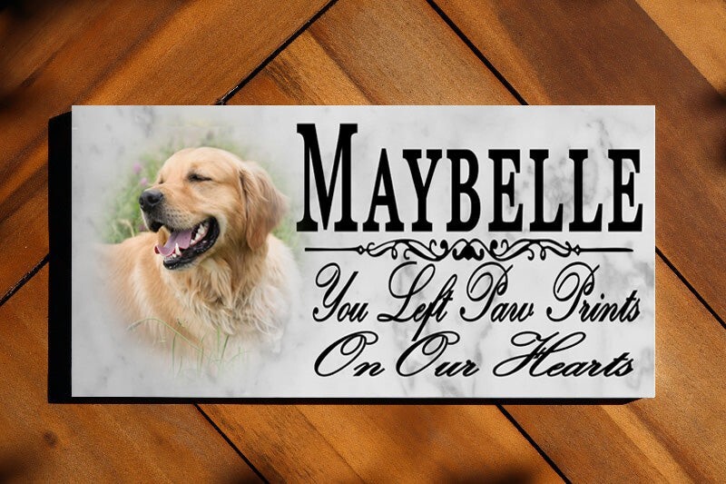 Pet Memorial Stone With Picture Personalized Photo Custom Name for Dog or Cat