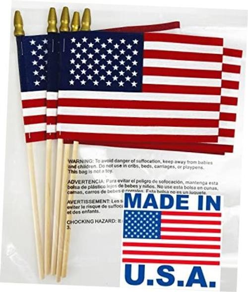 12-Pack 12×18″ American Stick Flags – Made in USA, Handheld with 30″ 12 Pack