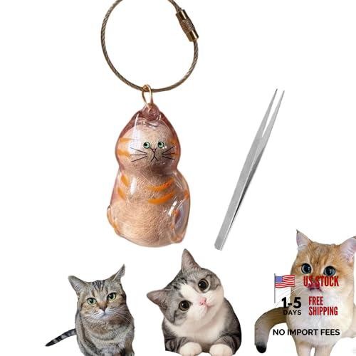 Kitten Style Cat Hair Keychain with Tweezer – Cute Cat Hair Keepsake