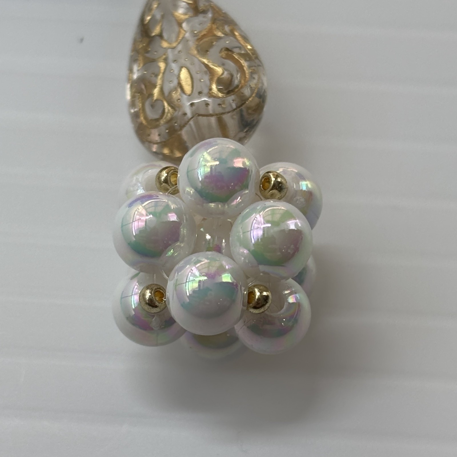 Cremation Ashes Keychain – Cremation Keepsake(gold orb and pearl ornament)