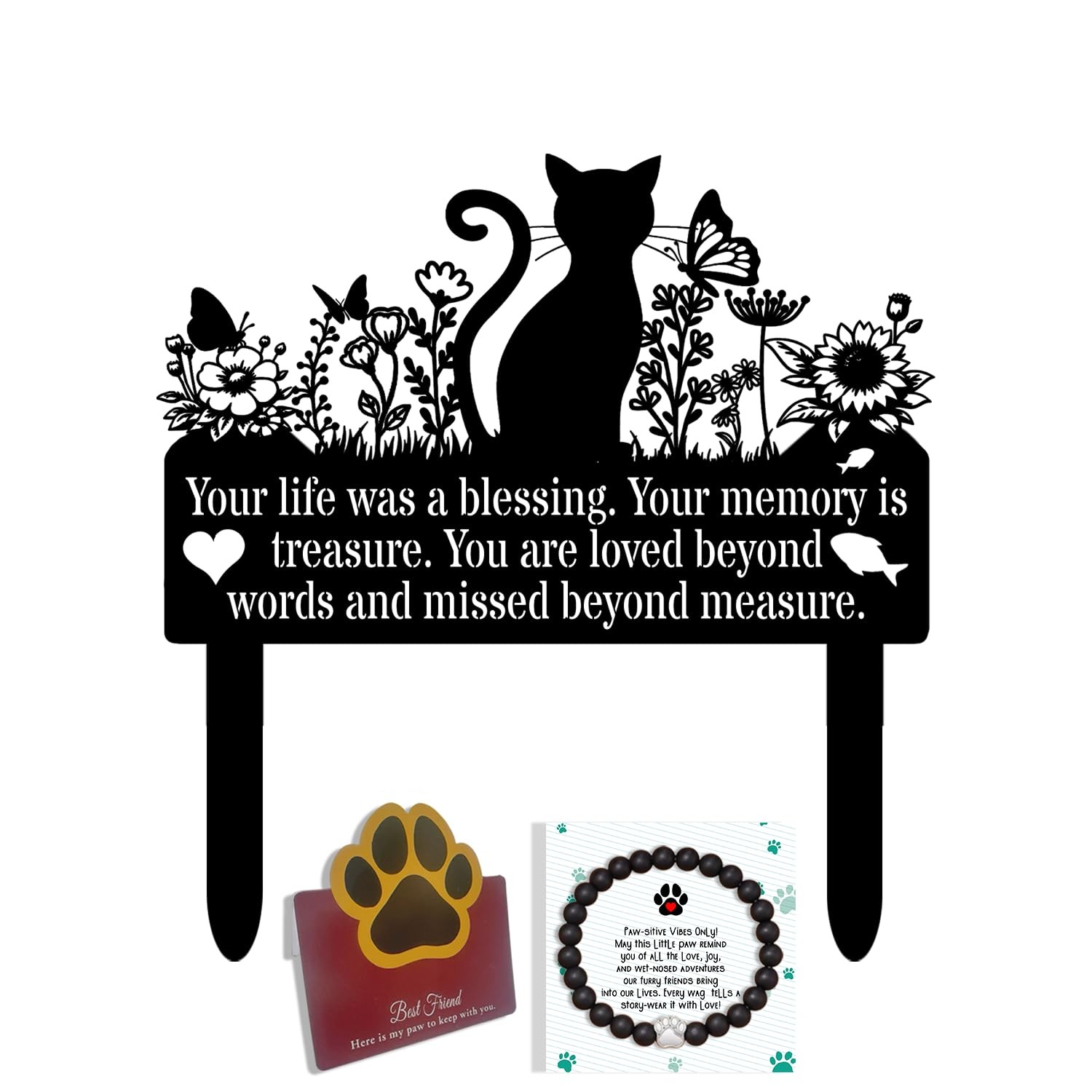 Grave Markers Cat, Metal Cats Metal Memorial Garden Stake, Pets Waterproof Gr…