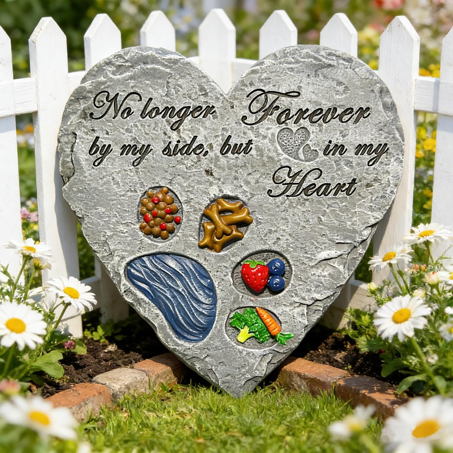 Heart Dog Memorial Garden Stone Paw Print Pet Loss Sympathy Grave Marker Decor
