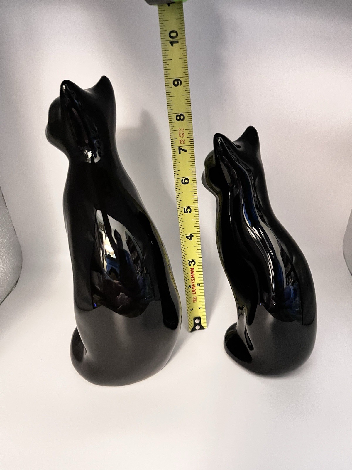 2 Black Cat Cremation Urns Pet Memorial Statues Vintage Large & Modern Small