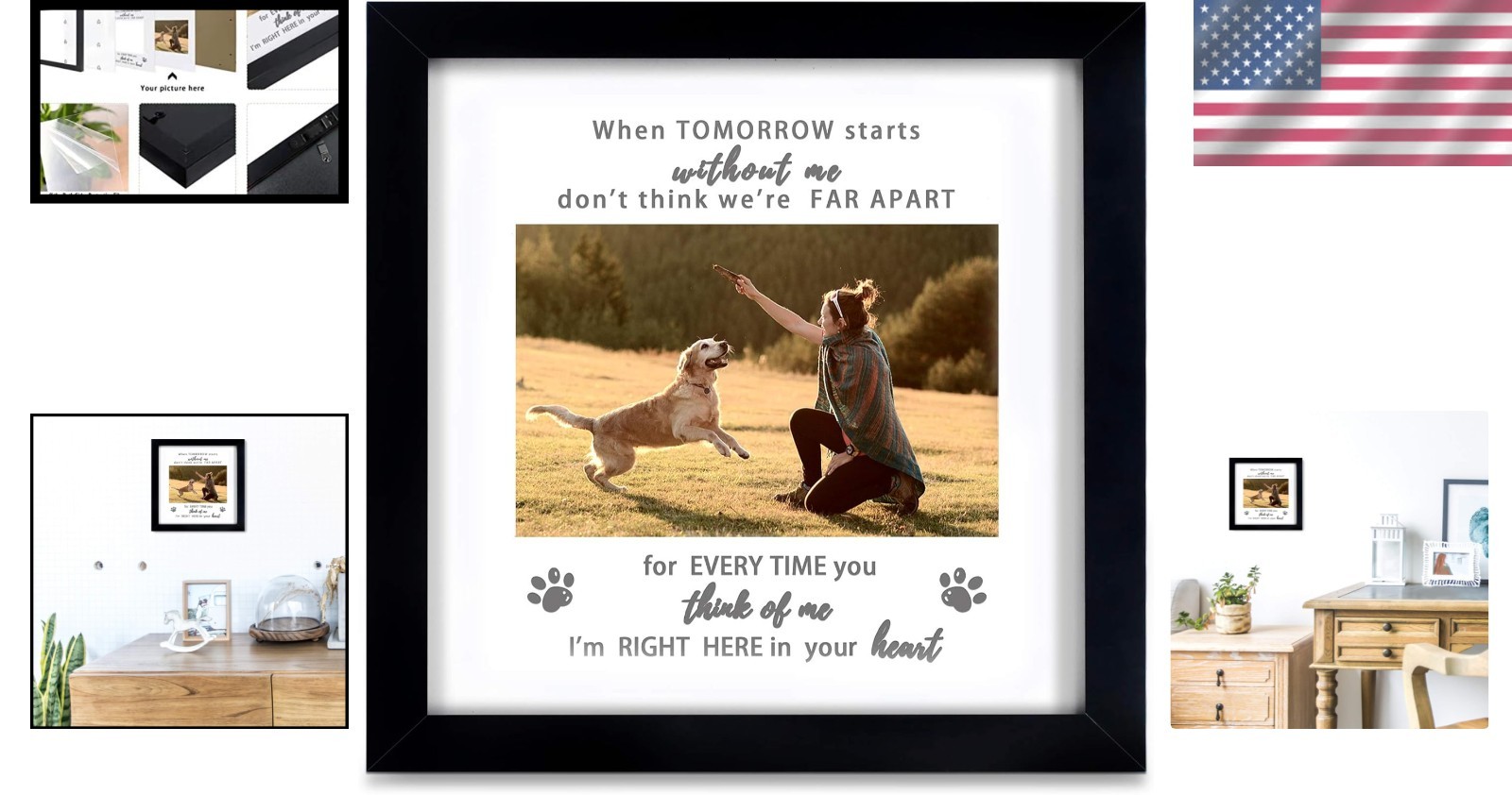 Inspirational Pet Loss Picture Frame – 9×9 Matted Keepsake for Furry Friends