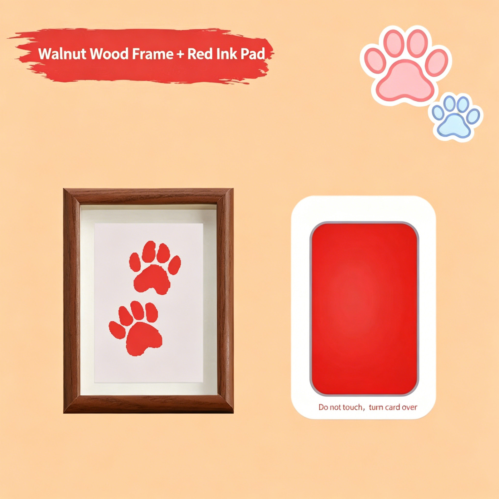 Pet Paw Print Memorial No-Wash Ink Pad Photo Frame Desktop Ornament Dog Cat Paw