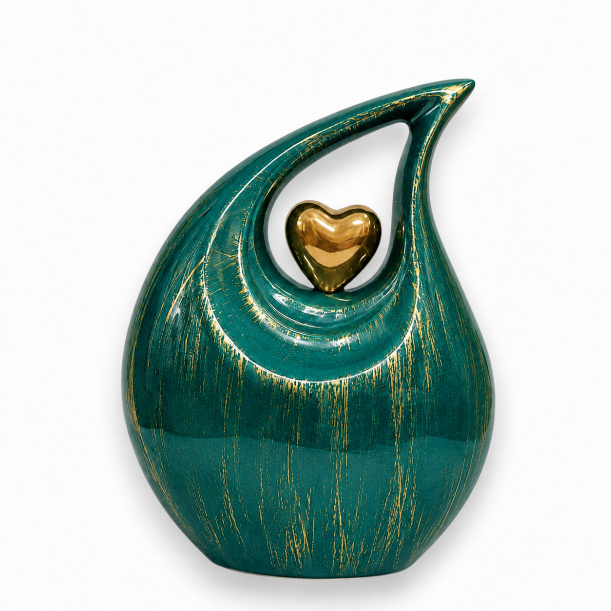 Emerald Green Teardrop Cremation Urn Gold Brush Human Adult Ashes Your Love Ones