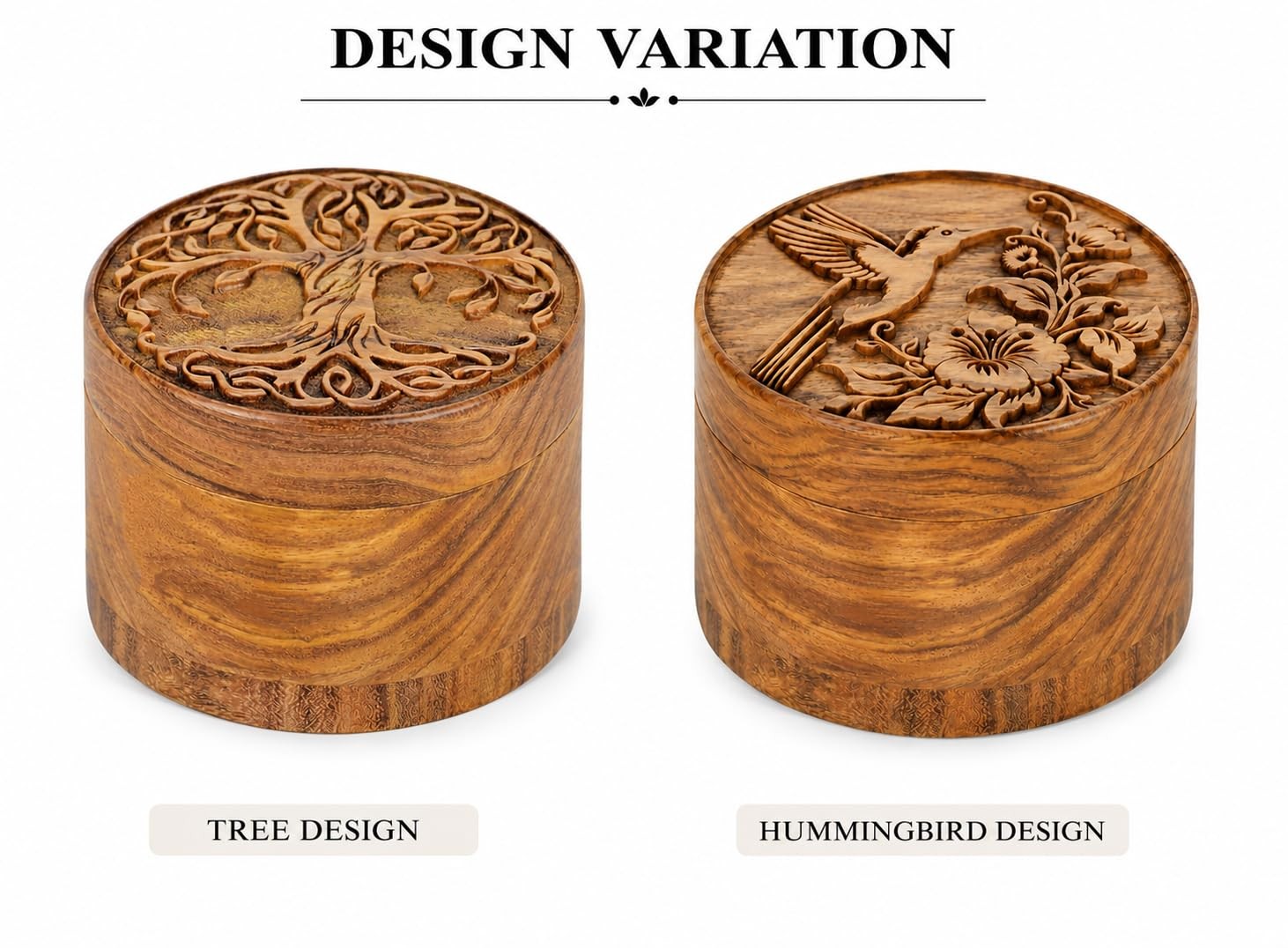 Small Wooden Urn for Human & Pet Ashes – Handcrafted Tree Small, Design