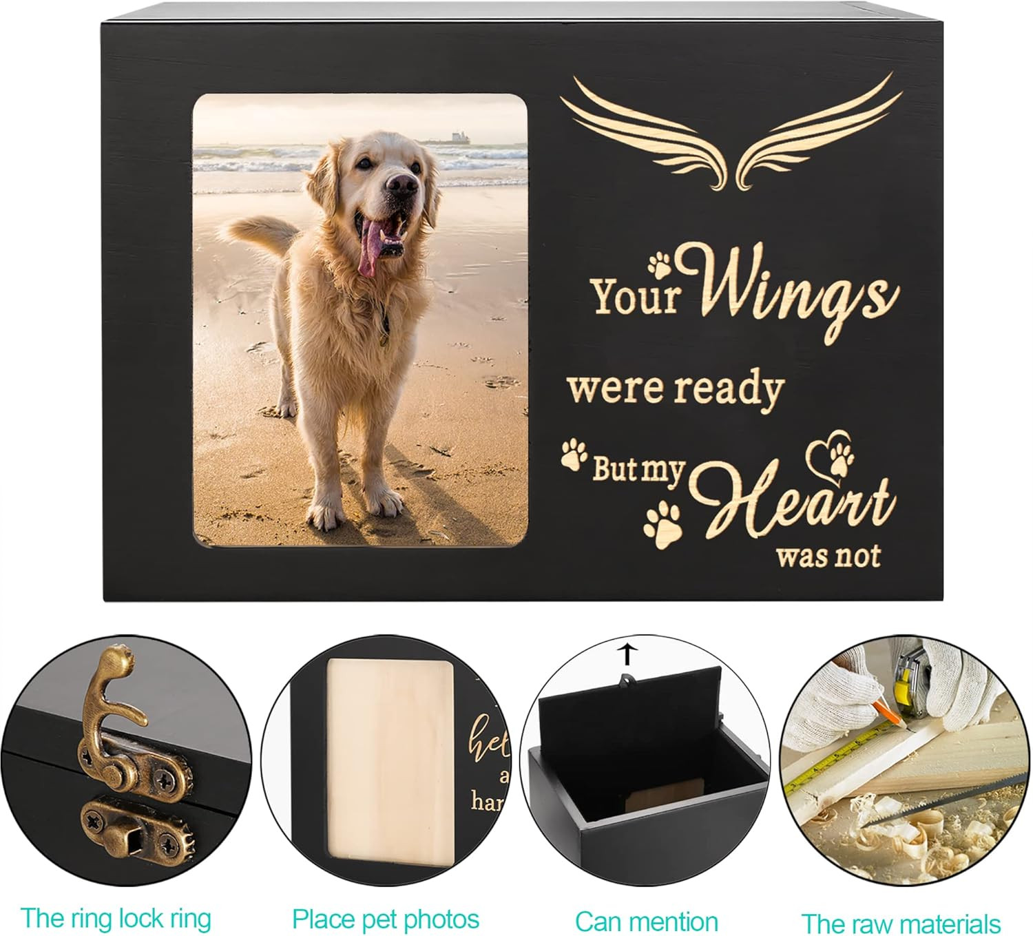 Pet Memorial Urns for Dog or Cat Ashes Xlarge Wooden Funeral Cremation Urns W..