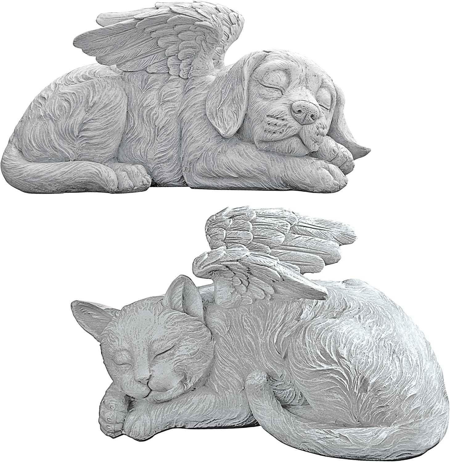 Cat Angel Memorial Statue, 10 Inch Grave Marker for Pet Tribute and Remembrance