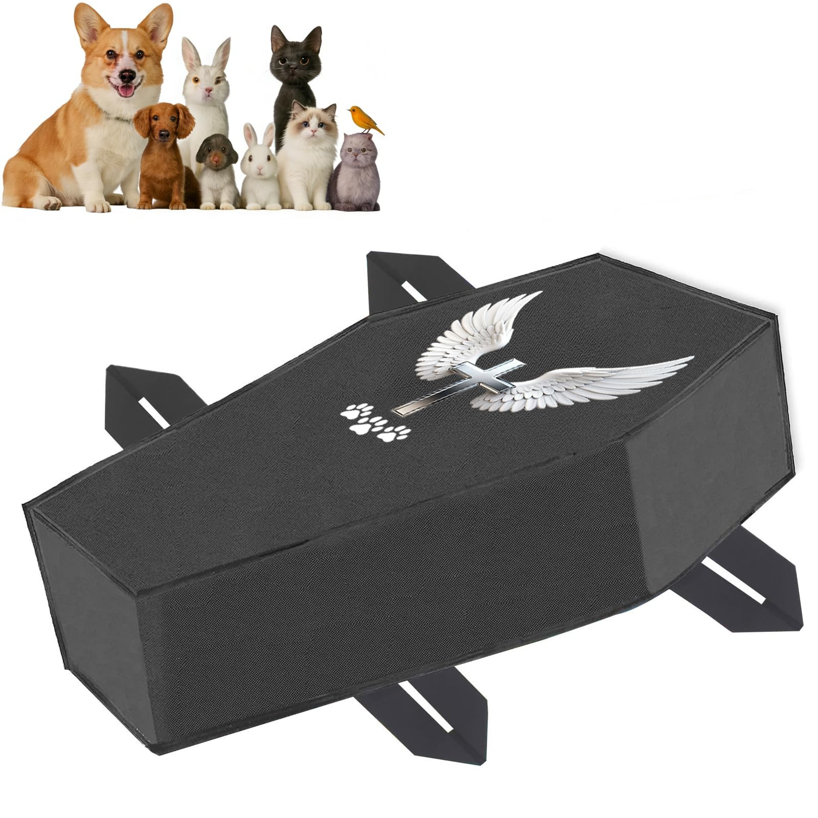 Black Pet Casket Burial Body Bag For Small Dogs Cats Under 20 lbs Cremation