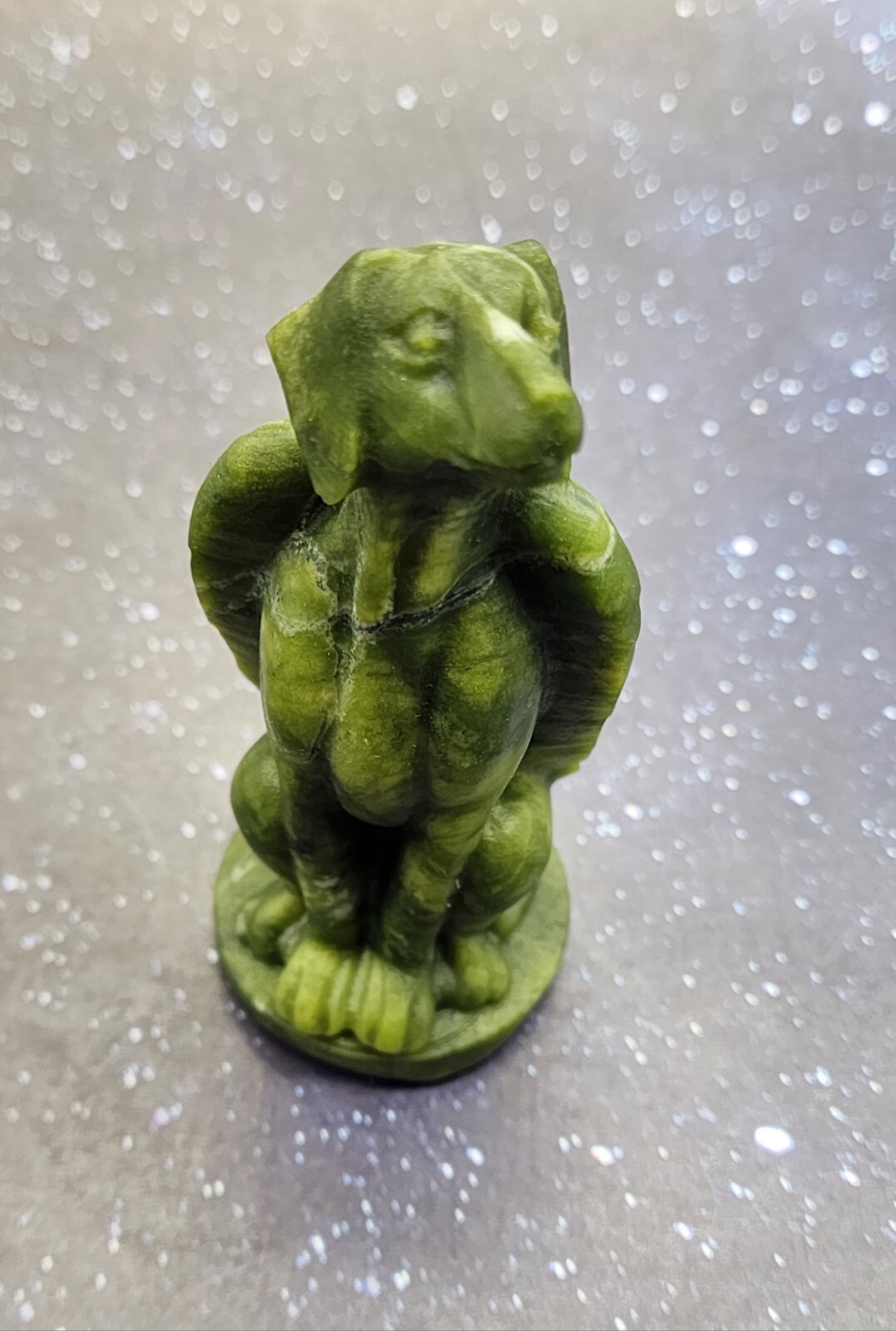Xiuyan Jade Winged Angel Dog Pet Memorial, Pet Loss Gift, Gemstone Carving