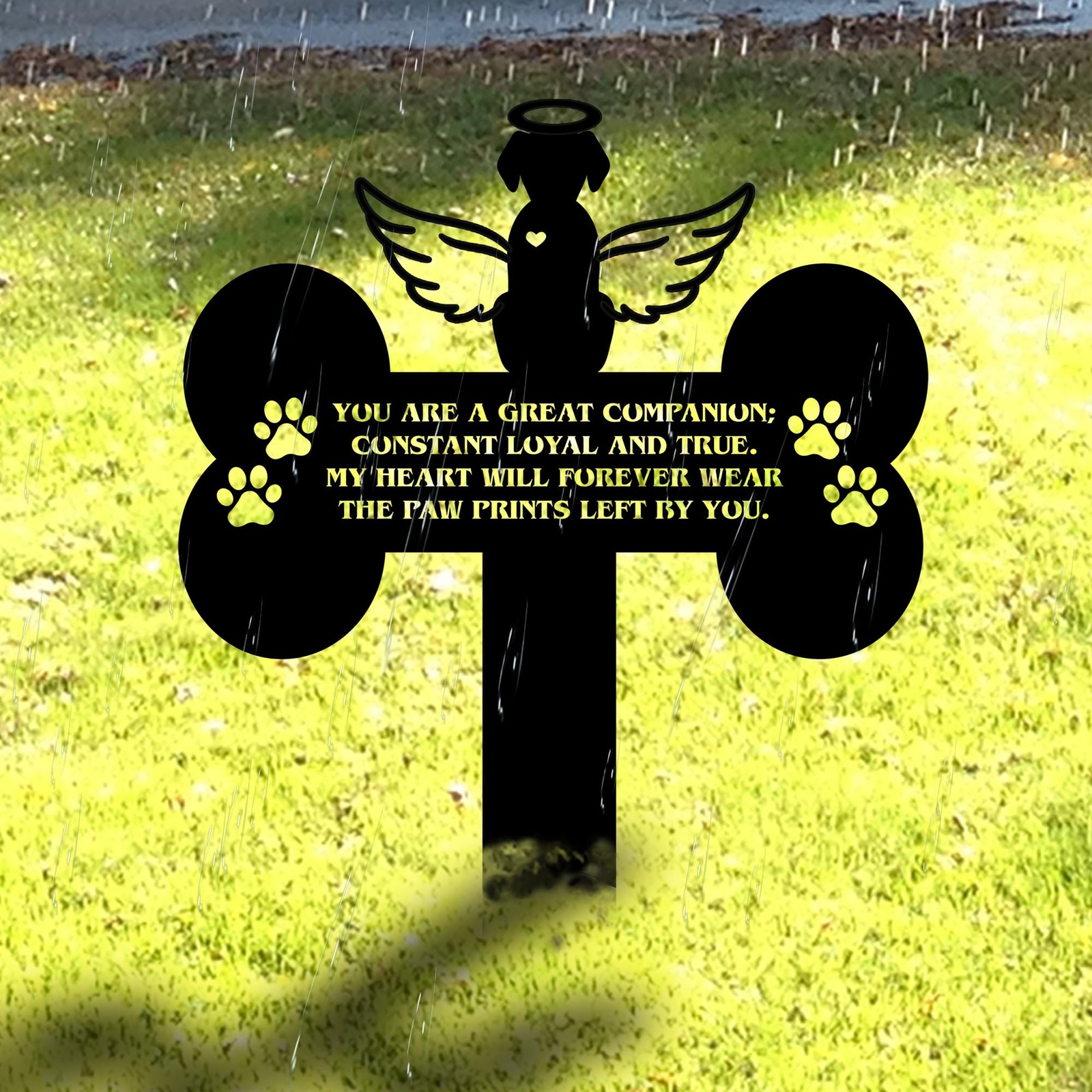 HEGANITS Dog Grave Marker Angel Cross – Pet Remembrance 12 in, Hen-gm-15a