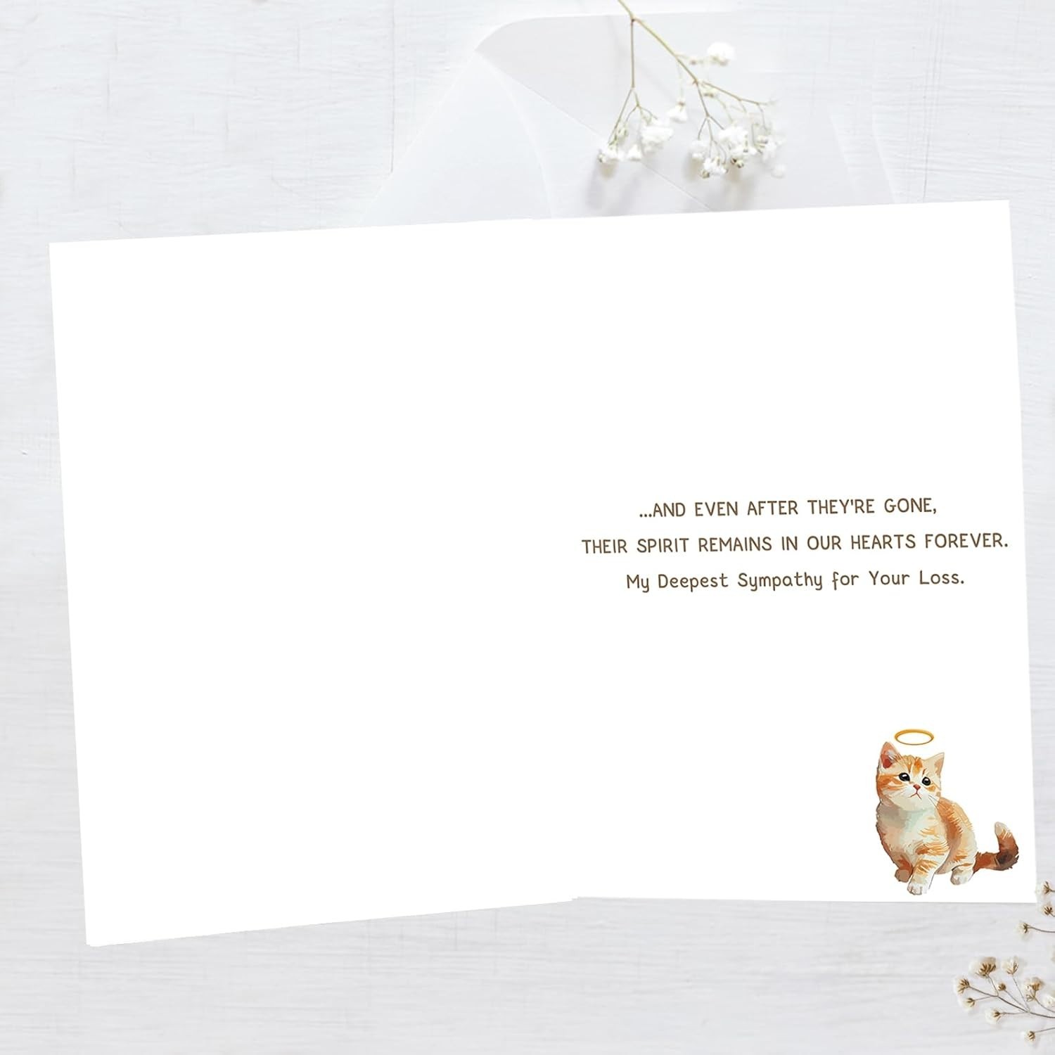 Heartfelt Cat Loss Sympathy Card with Envelope – Comforting Bereavement Message