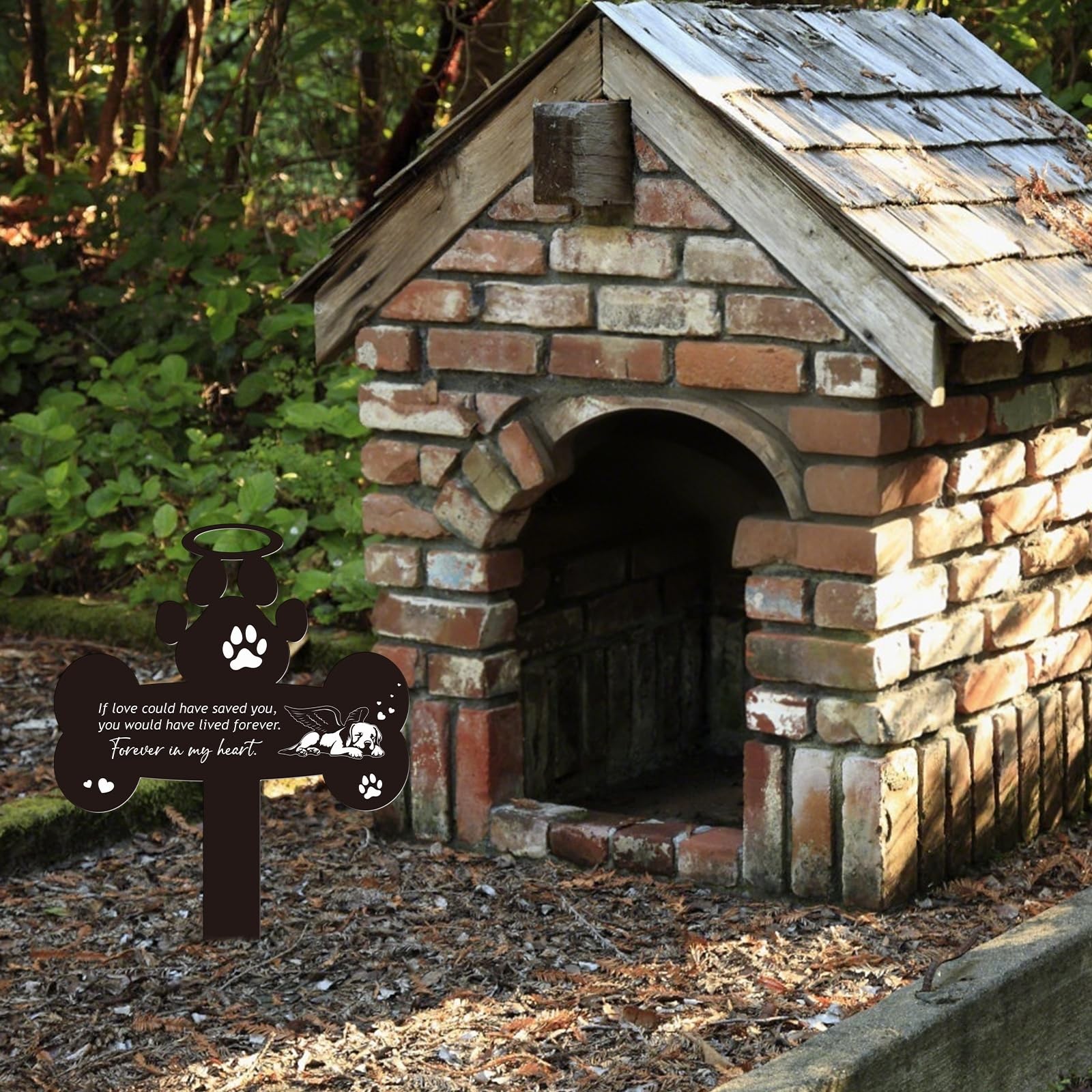 Dog Pet Grave Marker Metal Outdoor Waterproof Garden Cemetery 13x12in Stake
